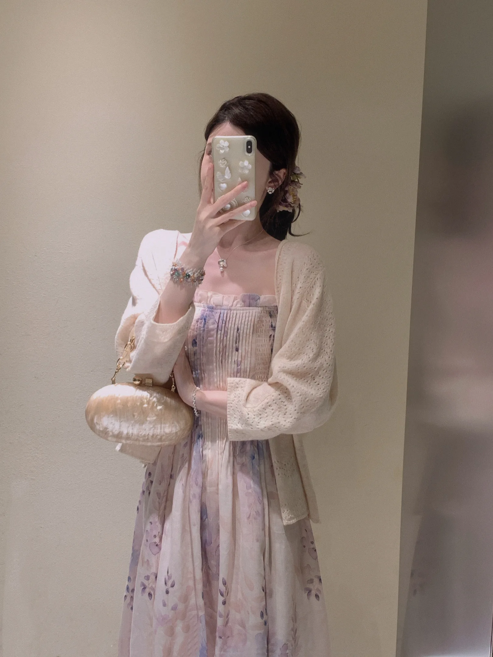 

Ele Silk Tweed Wool Dr with Hook Flower Design Early Autumn ential Ci Commute Friendly Ladies Fairy Skirt