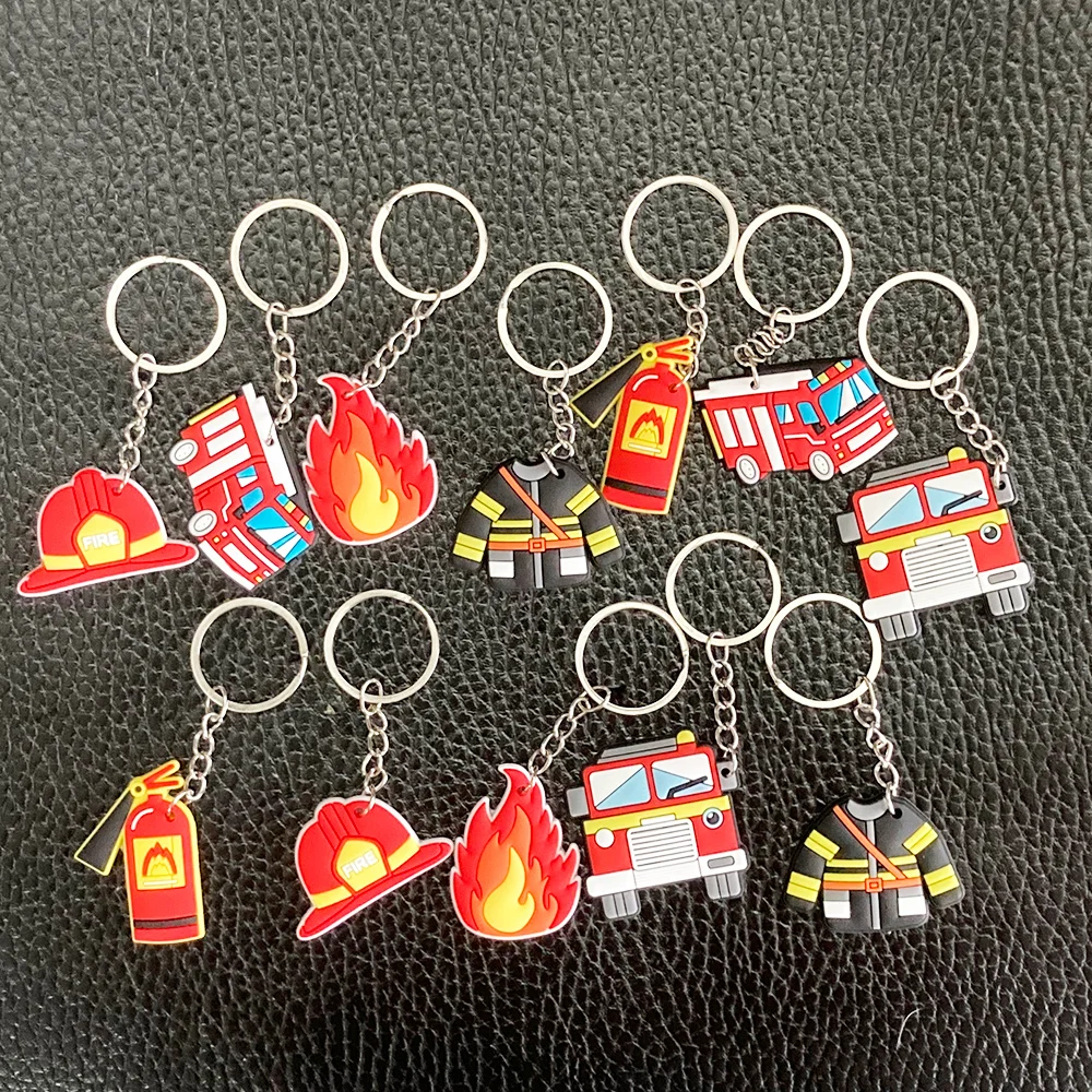 Fireman Sam Party Favors Goodie Bag Stuffers Firefighter Birthday Gifts Ornaments for Kids Fire Truck Keychains Bracelets Toy