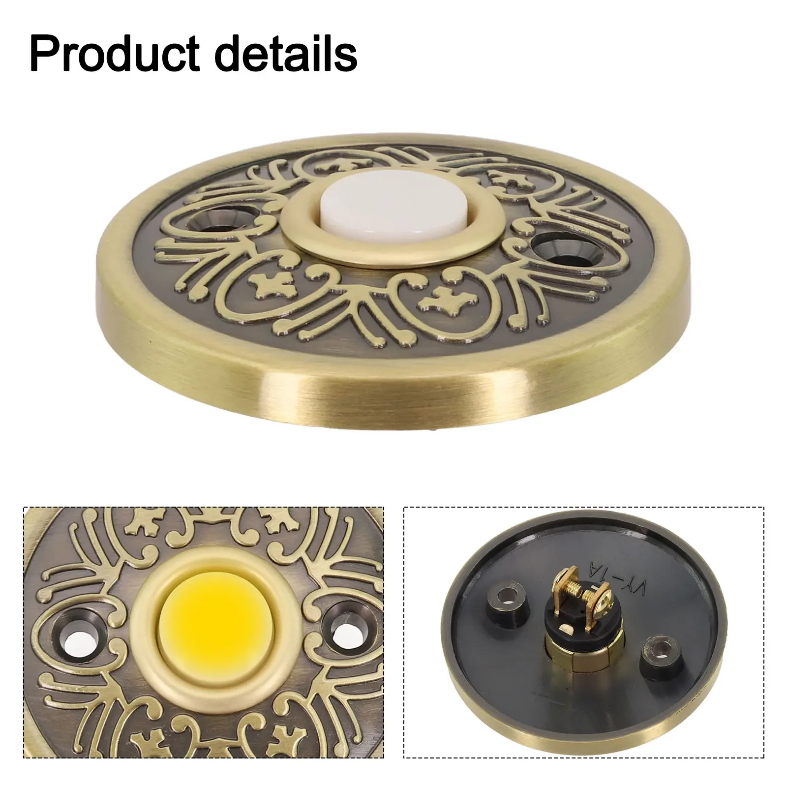 1pcs Metal Round Doorbell Push Button Bronze Wired LED Light Door Bell Buttons With Screws Home Hardware DC12-24V