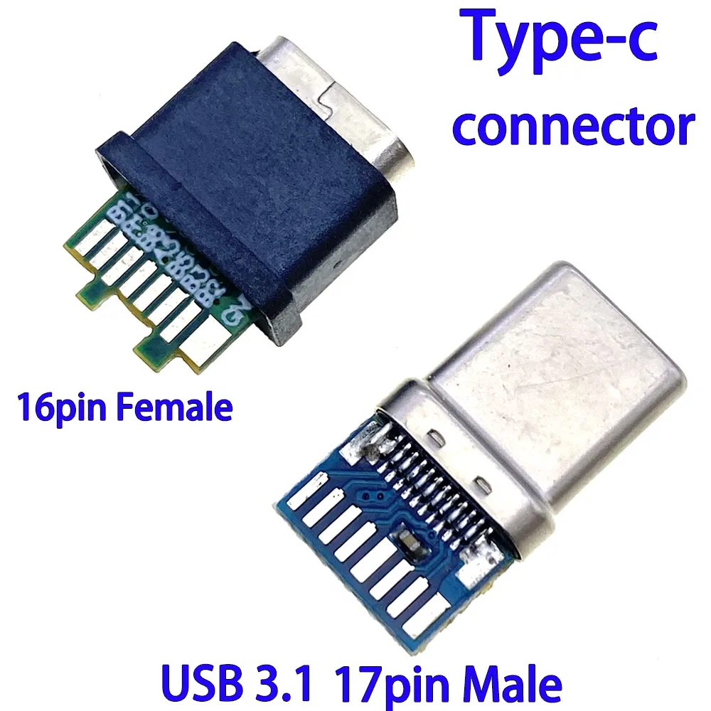 

USB 3.1 Type-C Male and Female Socket Sub Charging Interface16pin 17pin Data Transmission Connector USB Patch Female Socket