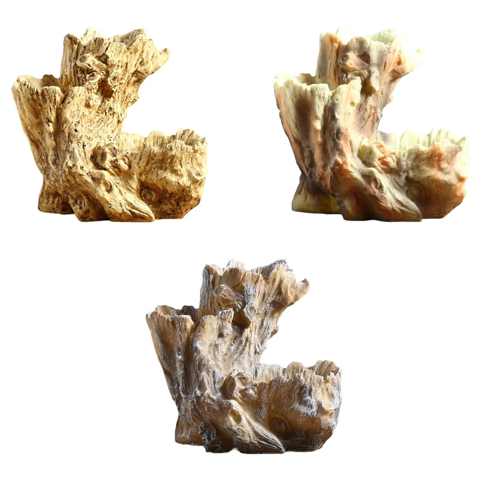 Planter Pot Flower Pot Artificial Driftwood Style Sculpture Resin Bonsai Decoration Container for Outdoor