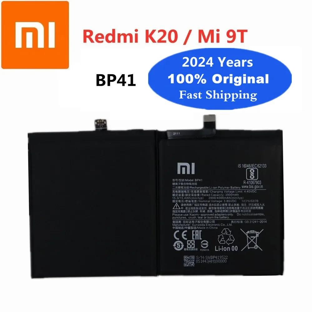 

2024 Years BP41 Xiao mi Original Battery For Xiaomi Redmi K20 Mi 9T Mi9T 4000mAh Replacement Batteries Bateria + Tracking Number