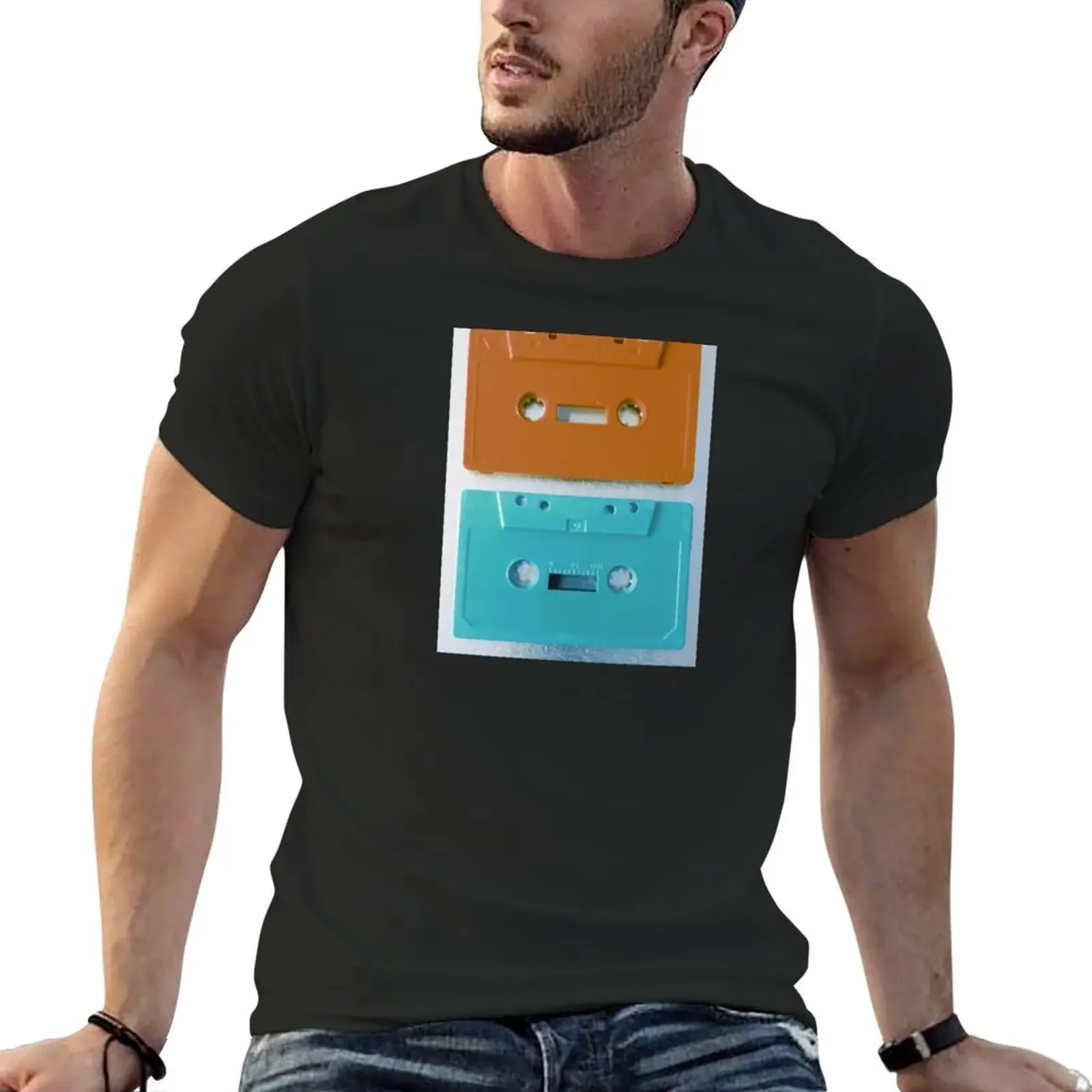 

Retro music tape - orange/turquiose T-Shirt gifts for boyfriend Luxury man clothes tee shirts for men