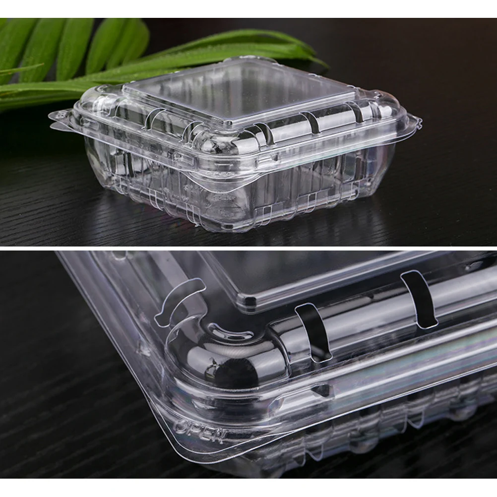 

40pcs Transparent Fruit Packing Plastic Storage Box Disposable Breathable Box For Supermarket -Friendly