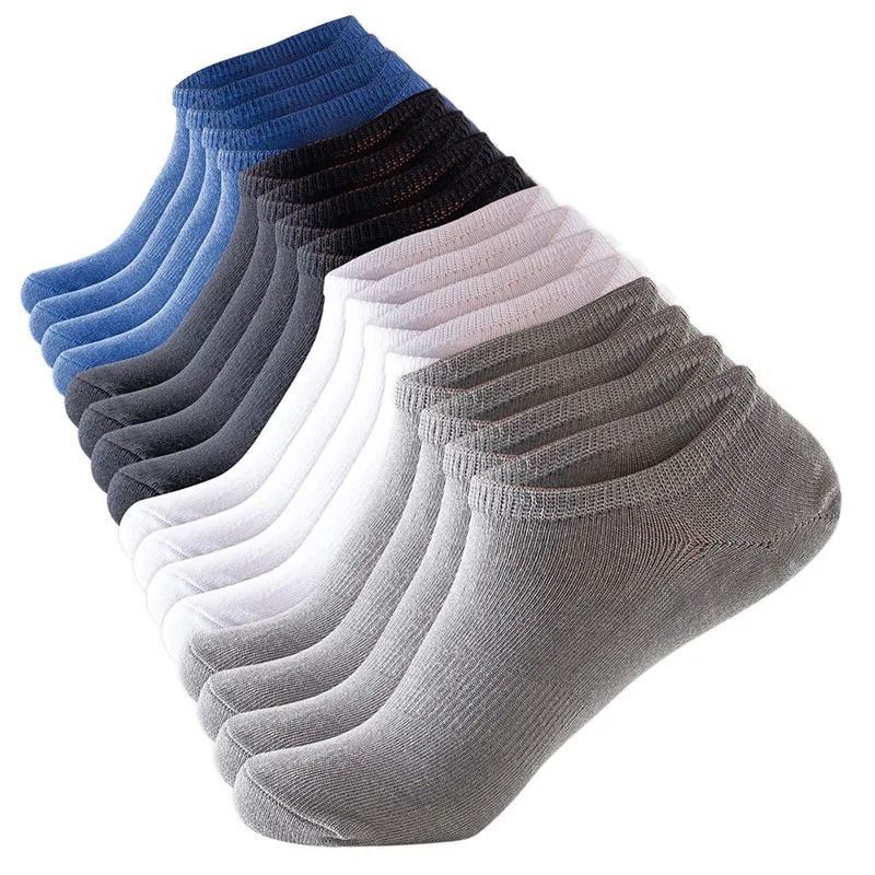 4 Pairs High Quality Men\'s Cotton Socks Summer Fashion Stripes Invisible Silicone Anti-slip And Ankle Large Size Socks EU44-48