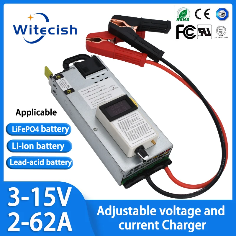 3-15V 2-62A/6-15V 0-100A 12V 12.6v 14.6V 100A 60A Adjustable Charger LiFepo4 Battery For Lithium Ion Battery Lead Acid Battery