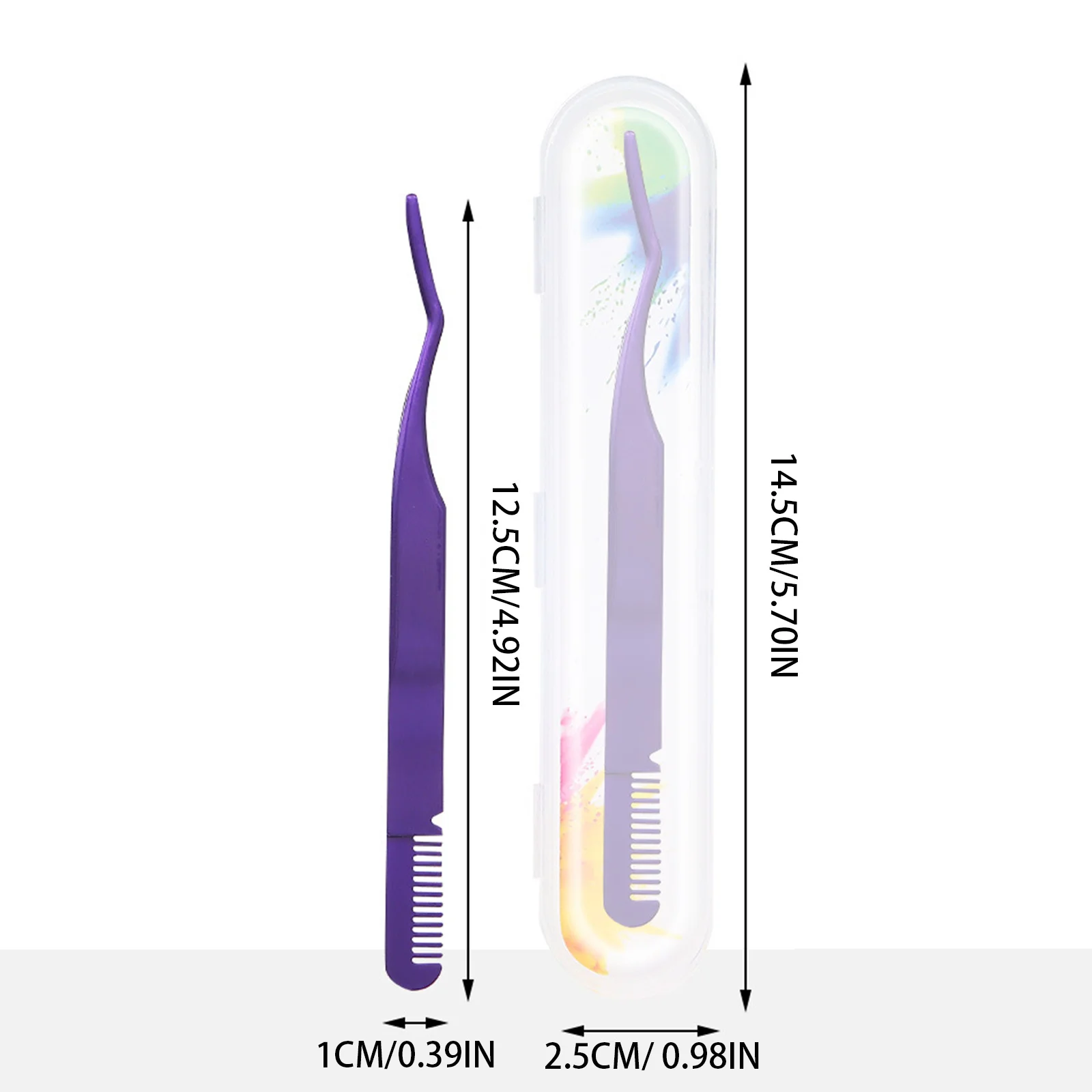 ملاقط تمديد الرموش مع مشبك مشط للحواجب، مادة من الفولاذ المقاوم للصدأ لصالونات التجميل الاحترافية والاستخدام للتدريب