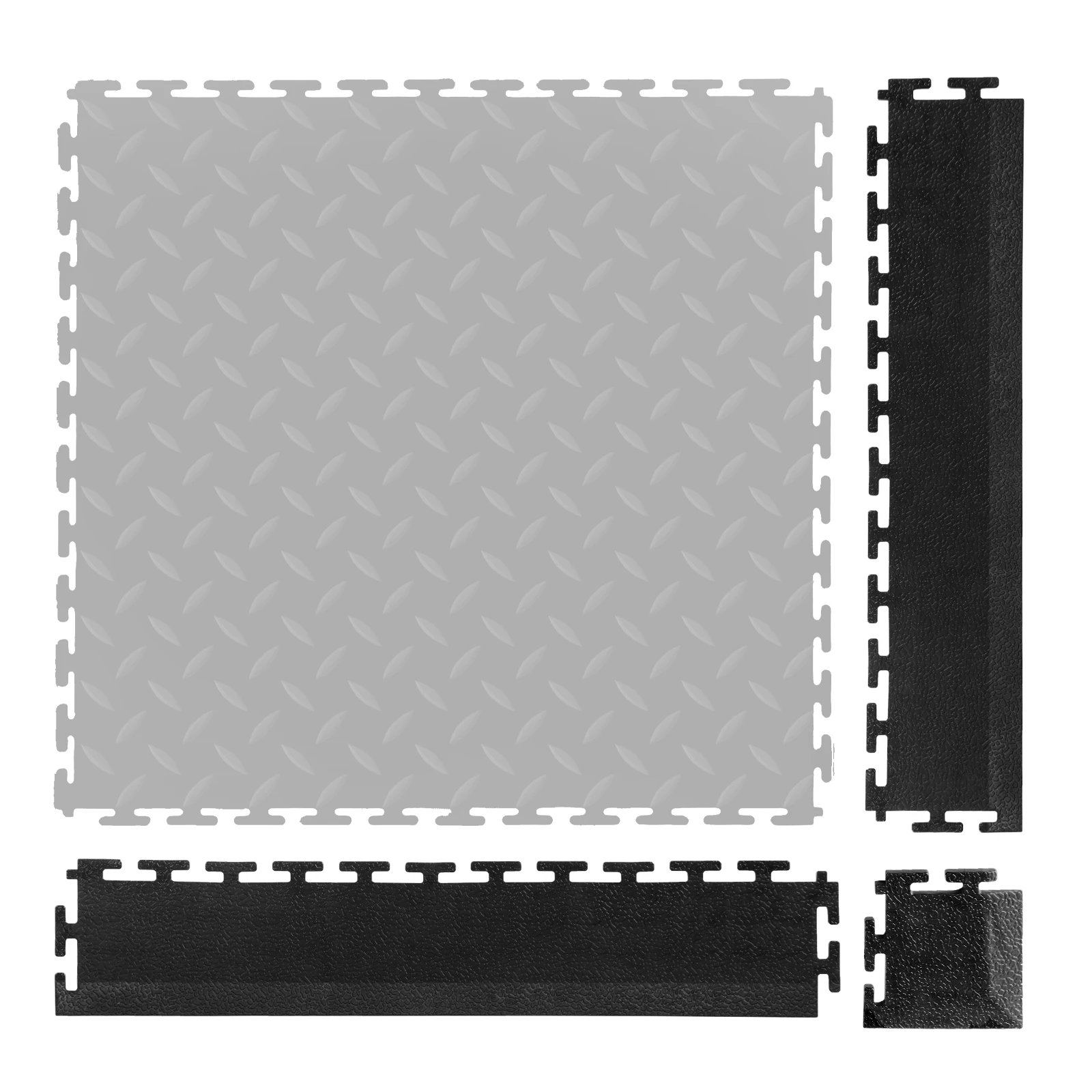 VEVOR Male / Female Garage Floors Transition Edge Kit PVC / PP Interlocking Slip-resistant Compatible with Interlocking Mats