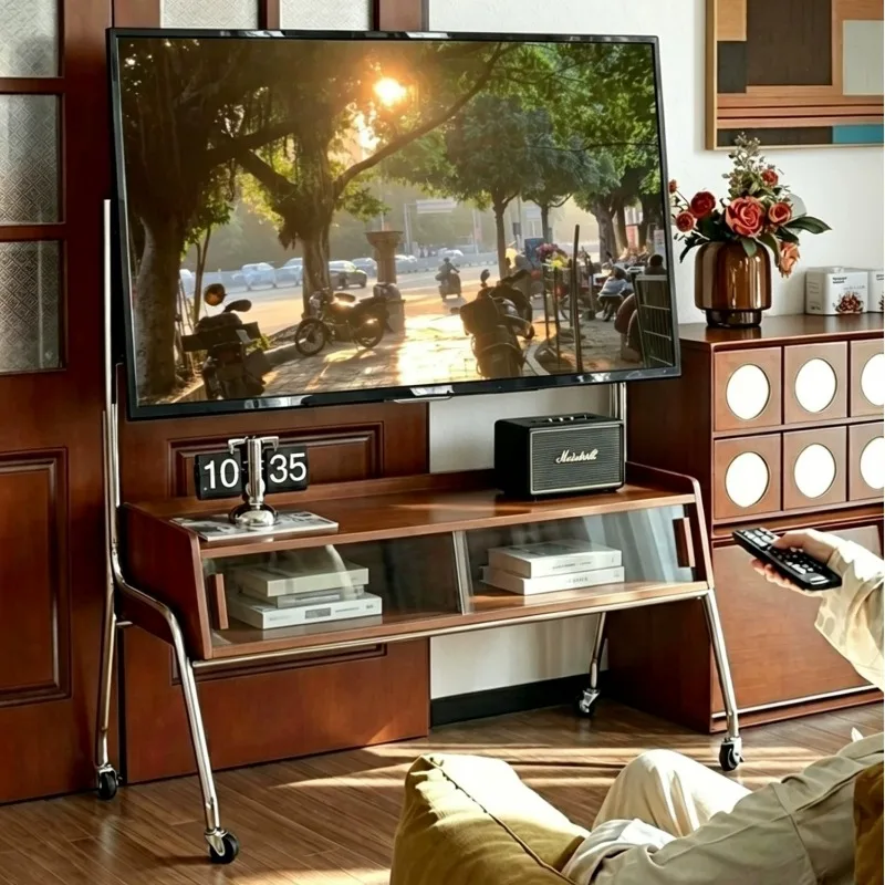 New removable TV stand, antique TV cabinet, solid wood floor-to-ceiling household small apartment locker