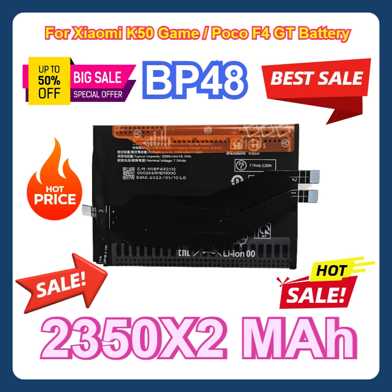 

For Xiaomi K50 Game / Poco F4 GT Battery Batteries 2350X2 MAh Battery BP48