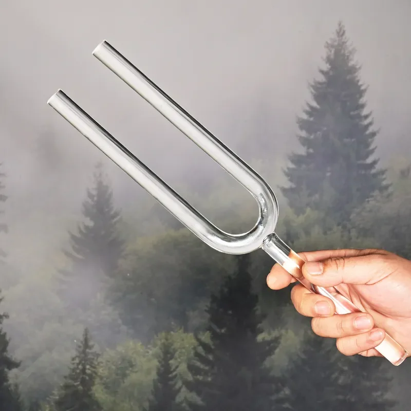 Hand Polished Transparent Crystal Tuning Fork for Meditation Healing and Relaxation Long Sustain Sound Therapy Tool