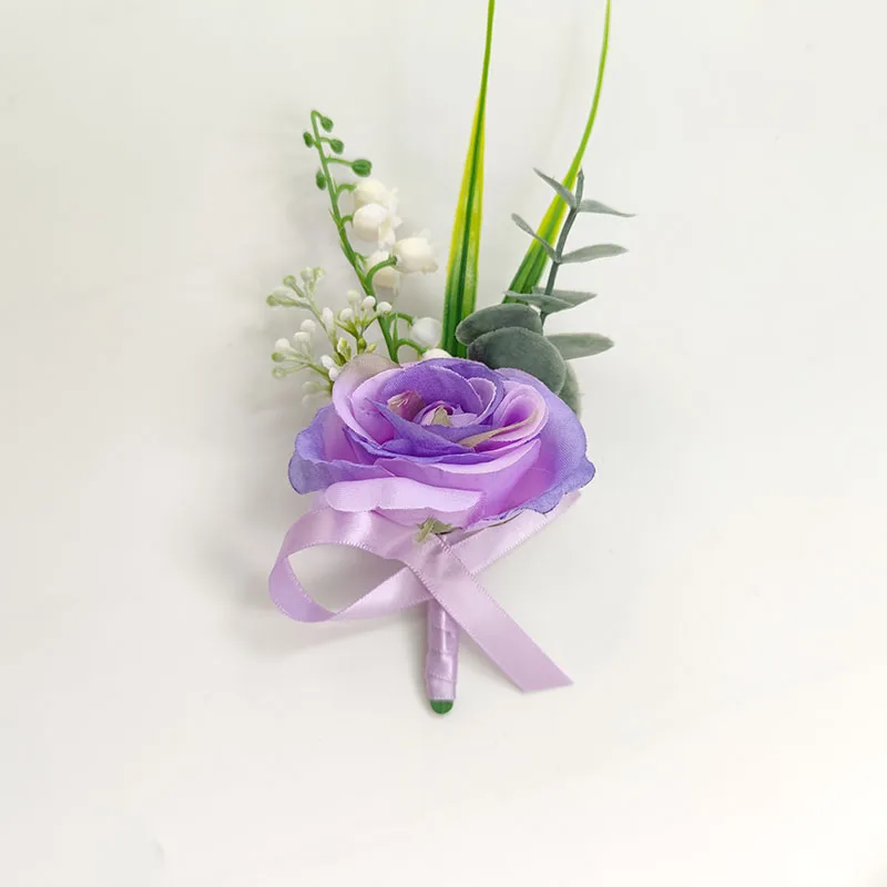 Boutonniere Wedding Buttons Corsage Pin Prom Suits Accessories Marriage Polyester Fiber Roses School Events Parties Graduation