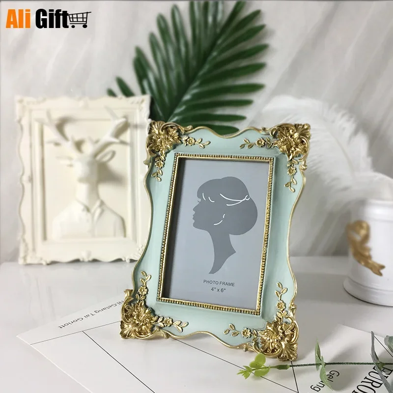 European Photo Frame for Home Decoration, Retro Creative Gift, 6 Inch Resin, Nordic Wedding Frames Set Furnishing, New Murals