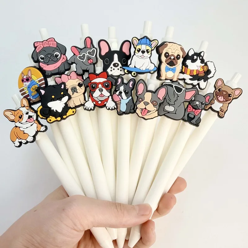 20/30pcs  Creative, simple, and cute retractable ballpoint pens with various puppy-themed designs Campus Design Back-to-School S