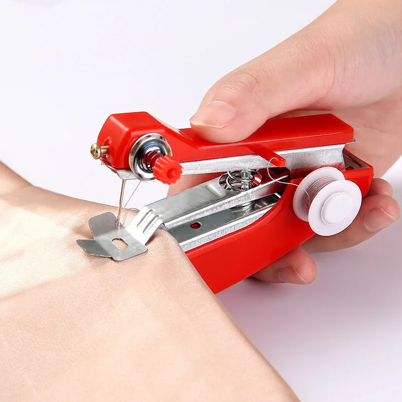 1pcs Red Mini Sewing Machines Needlework Cordless Hand-Held Clothes Portable Sewing Machines Handwork Tools Accessories HOT SALE