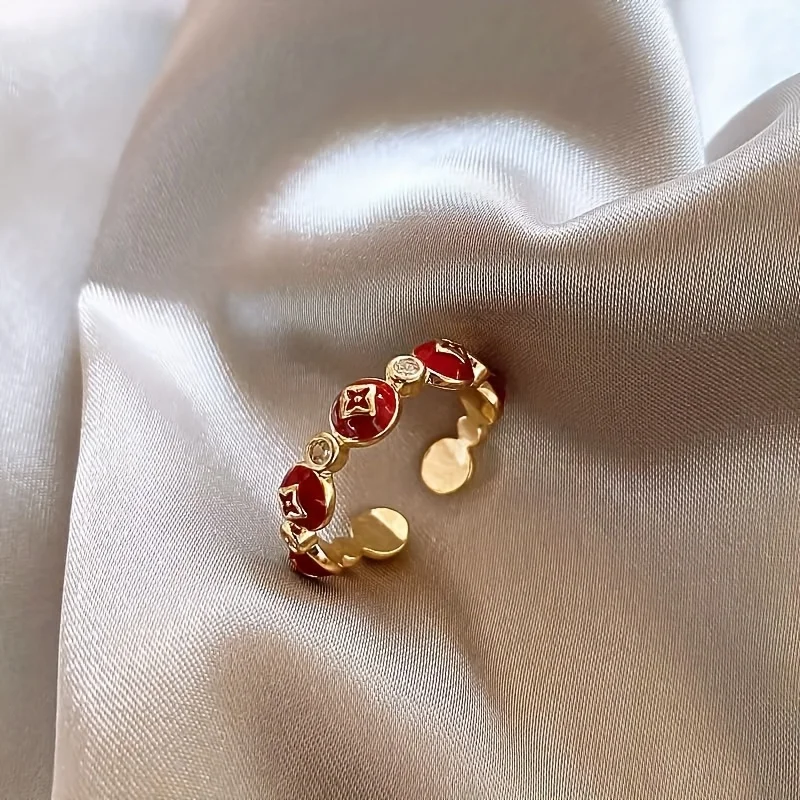 Red and Gold Color Dual Tone Adjustable Ring Suitable for Ladies' Vacation Banquets and Jewelry Accessories Gifts for Friends