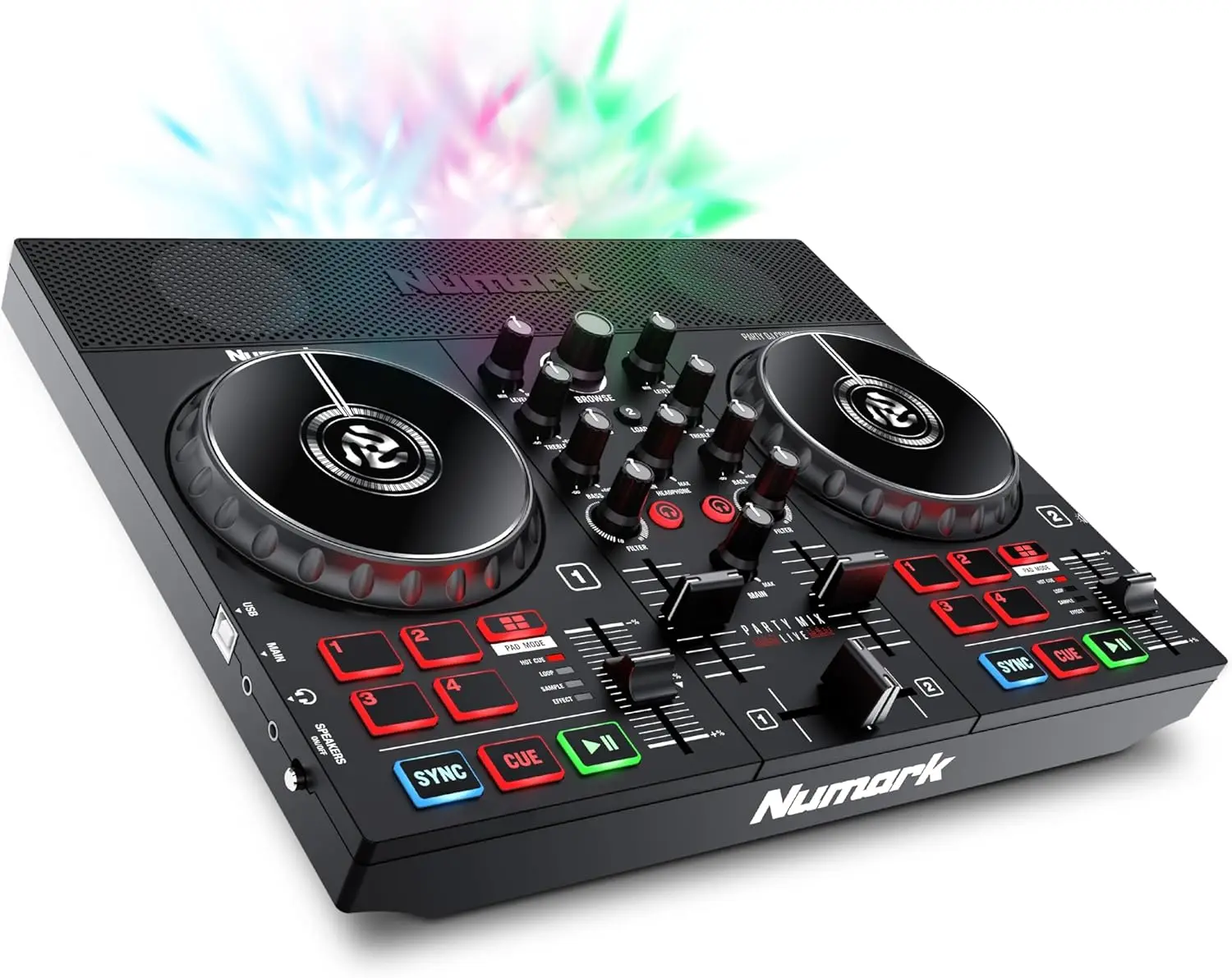 

Портативный DJ-контроллер со встроенными динамиками, подсветкой и программным обеспечением Serato Lite для начинающих
