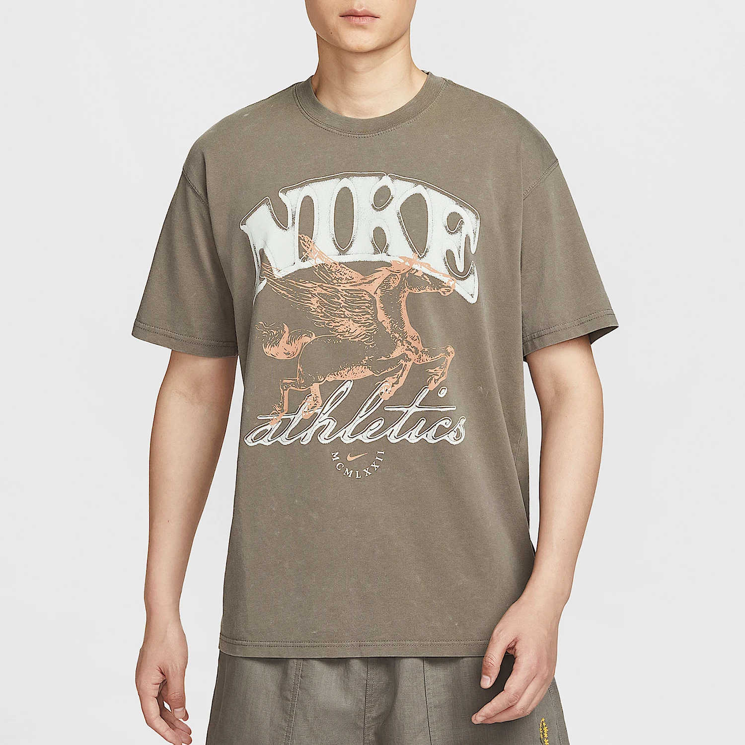 

Nike Натуральная летняя мужская свободная дышащая трикотажная одежда с короткими рукавами и принтом в стиле ретро IH5070-289