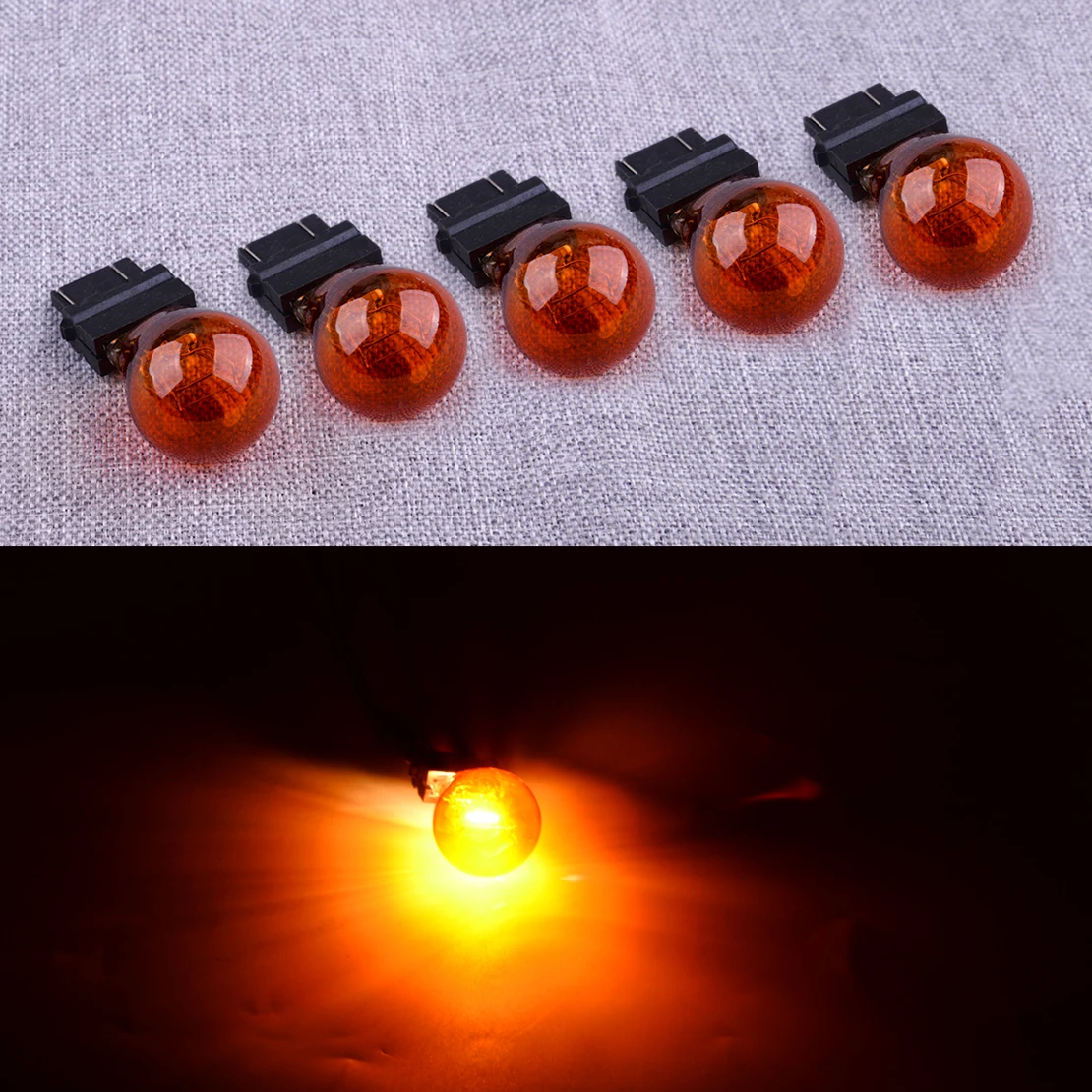 

12V 5Pcs 3157 Amber Universal Car Turn Signal Parking DRL Light Lamp Halogen Bulb Plug & Play