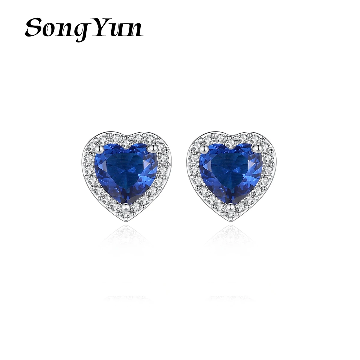

SongYun Jewelry Manufacturer MHT Love Heart Earrings Copper Inlaid Zircons Earrings Female Korean Style Crystal Earrings