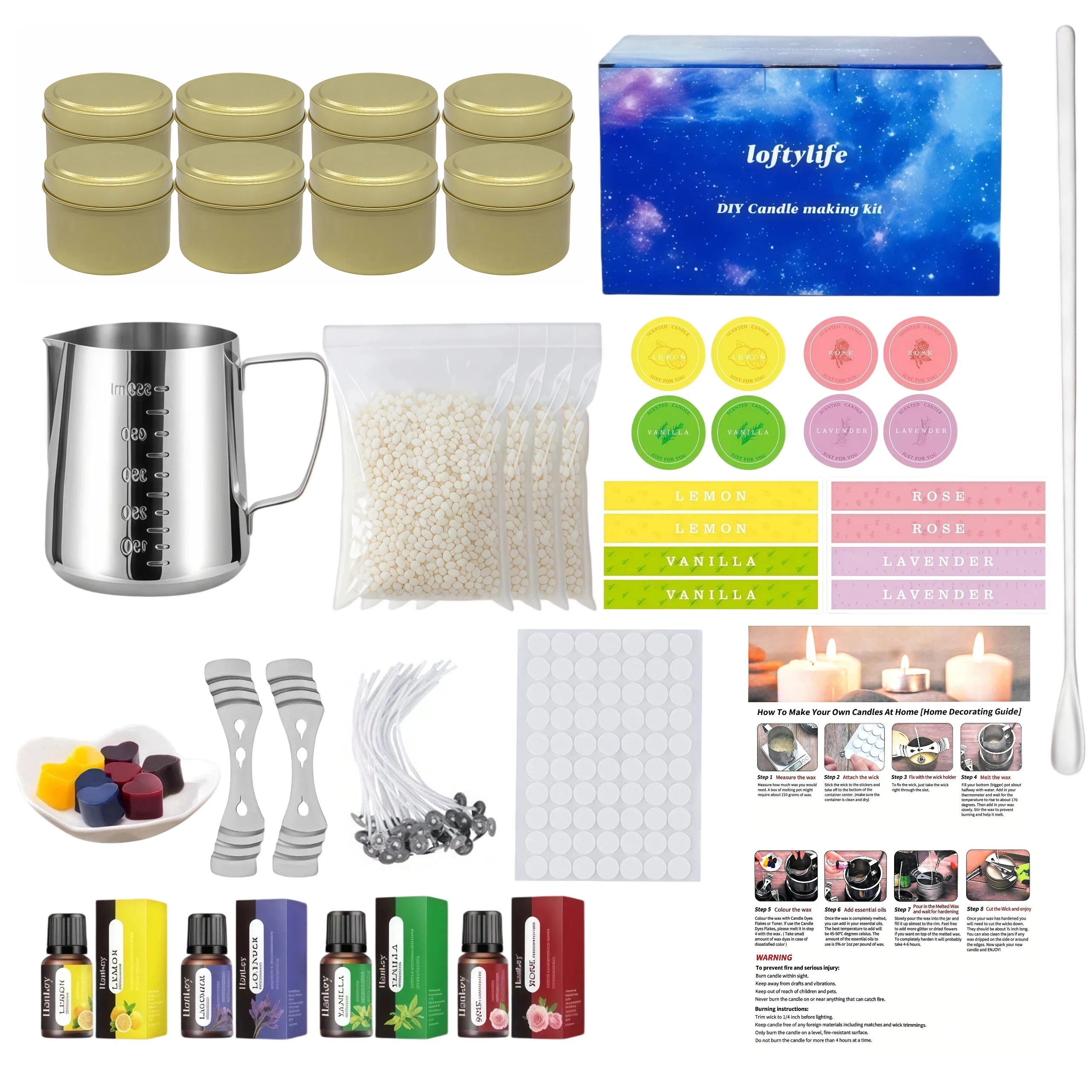 Candle Making Kit for Beeswax DIY Candle Crafting Kit with Essential Oils And Cotton Wicks Home Decor And Relaxation