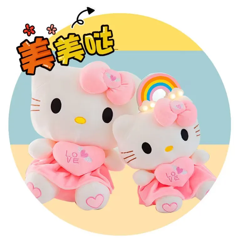 20-70cm duży rozmiar Sanrio pluszowy Hello Kitty pluszowy wystrój pokoju pluszak Sanrio lalki witaj kotek wypchane zwierzę zabawka Ragdoll prezent dla dzieci