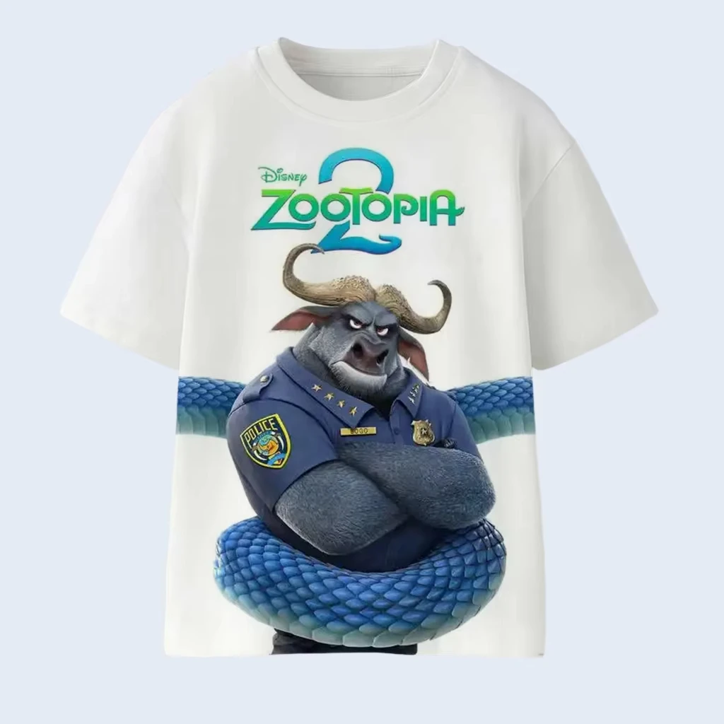 

Детская футболка Disney Zootopia 2, детская модная футболка с милым принтом для мальчиков и девочек, праздничный подарок, защита от выцветания