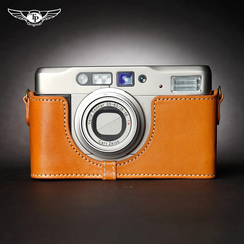 Estuche de cuero genuino hecho a mano para cámara, diseño de bolsa para cámara Contax TVS o TVS2 TVS II