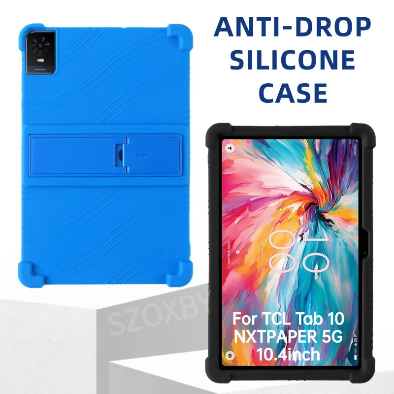 

For TCL Tab10 NXTPAPER 5G 10.4inch Tablet Shell Shockproof Airbags Soft Cover TCL 9199S Android 14 Silicone Ajustable Stand Case