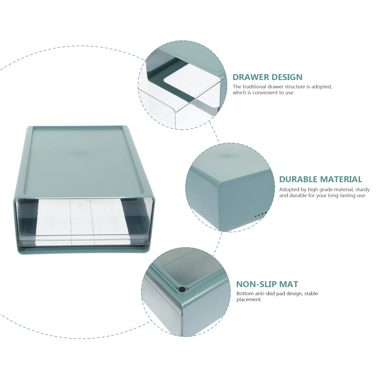 

HIPS PET Drawer Storage Box Organizers Sturdy Large Capacity Stackable Desk Tray Mini Student Office Household