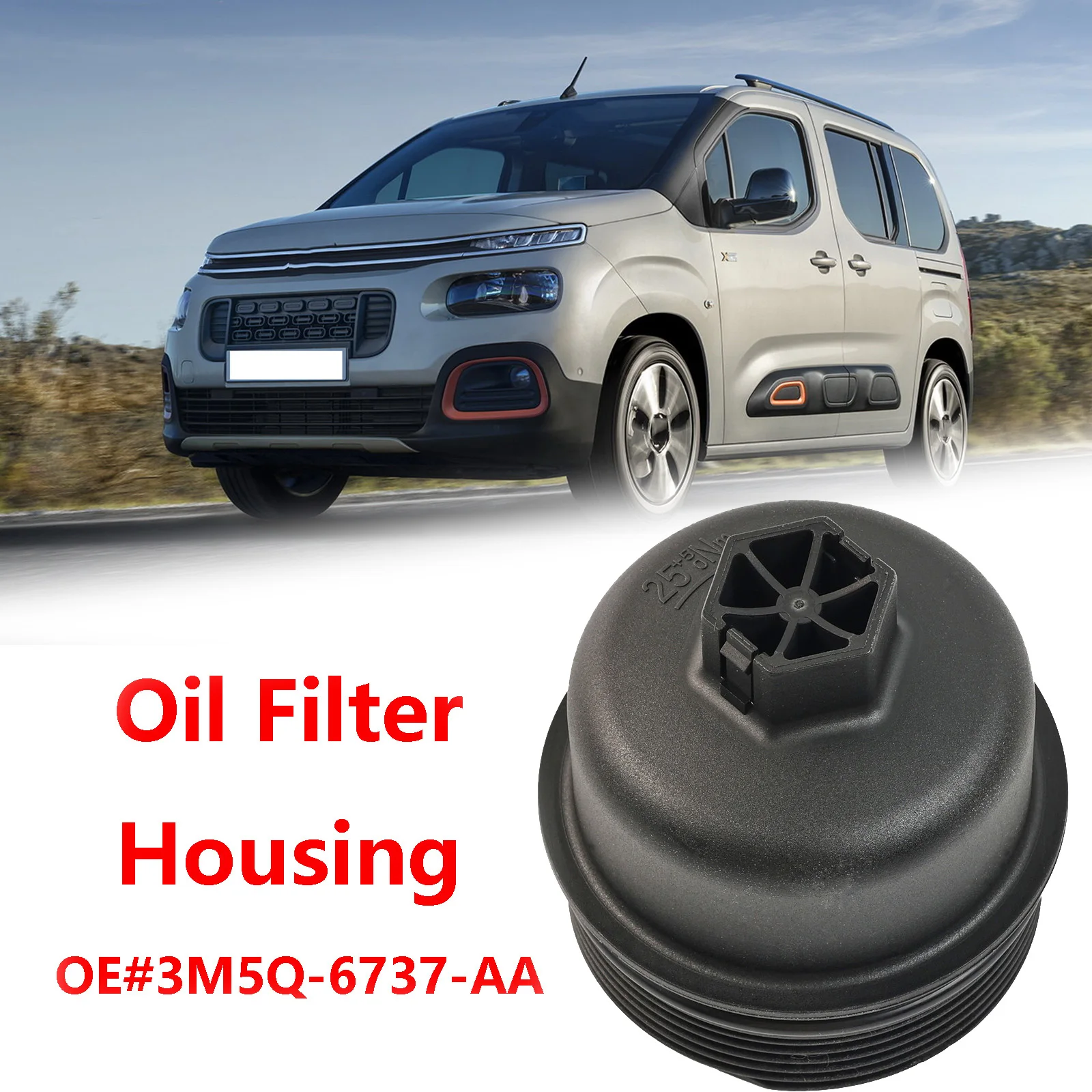 Oil Filter Housing Cover Cap Black For Citroen Berlingo C2 C3 C4 C5 Nemo Xsara Relay 3M5Q-6737-AA 1303477 1103L7 1103P8