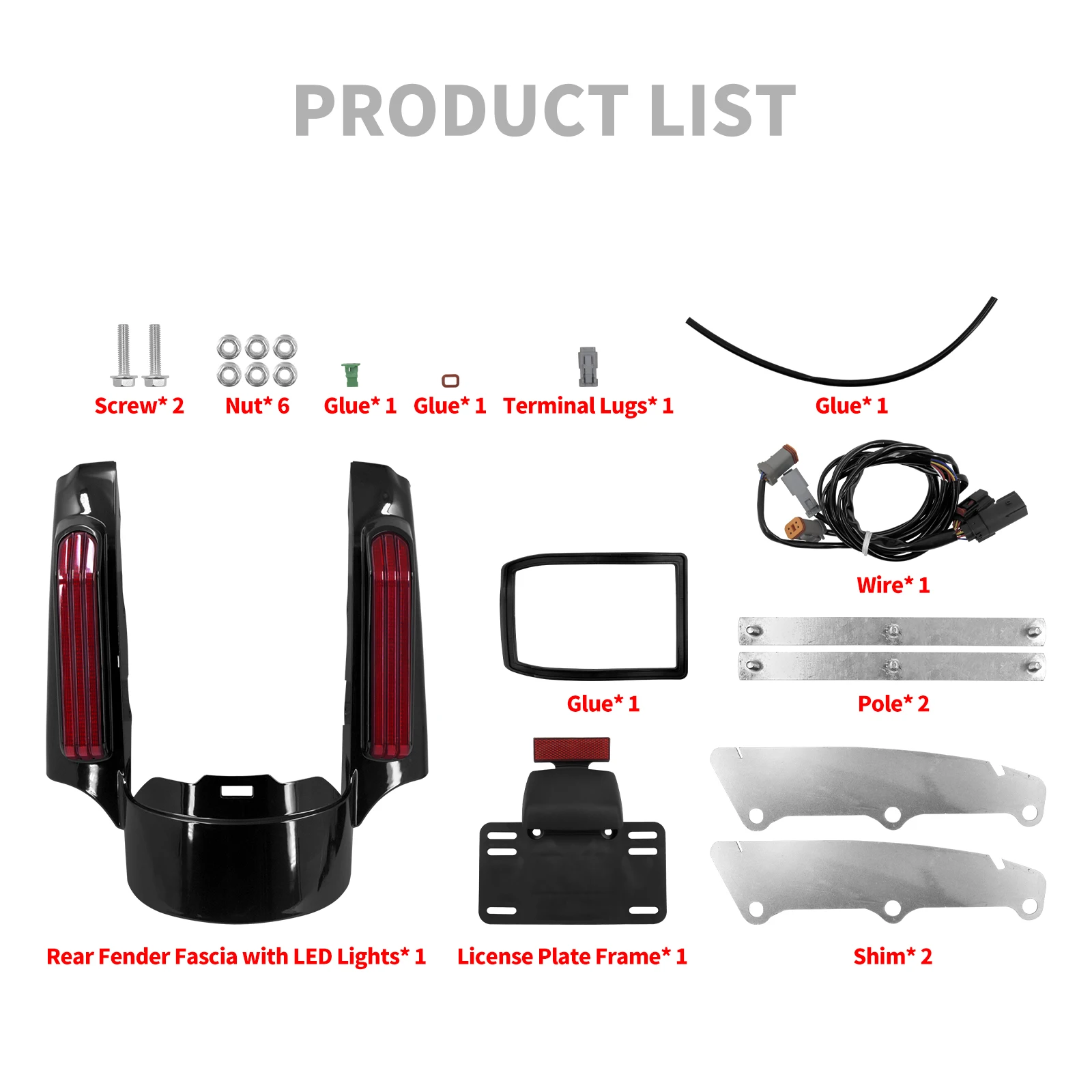 Motorcycle Rear Fender Extension Fascia With LED Light For Harley Touring Electra Street Glide Road King Limited FLTRX 2009-Up