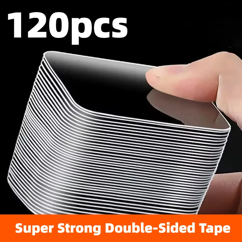 120pcs Can Be Reused Super Strong Double Sided Adhesive Tape Transparent Wall Stickers Water Proof Household Products Adhesives