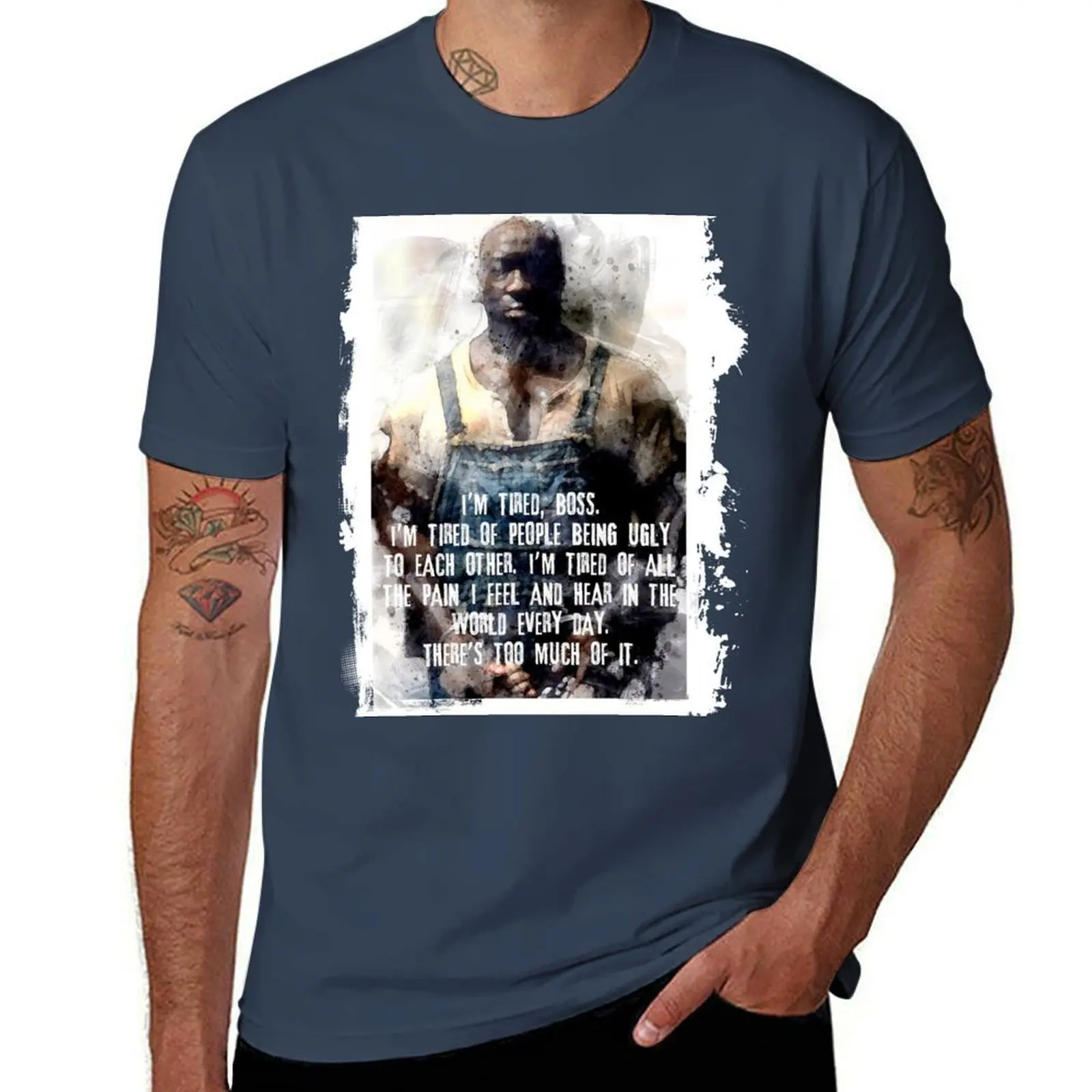 

John Coffey tired watercolor T-Shirt funny t shirts man man t shirt summer T-Shirt