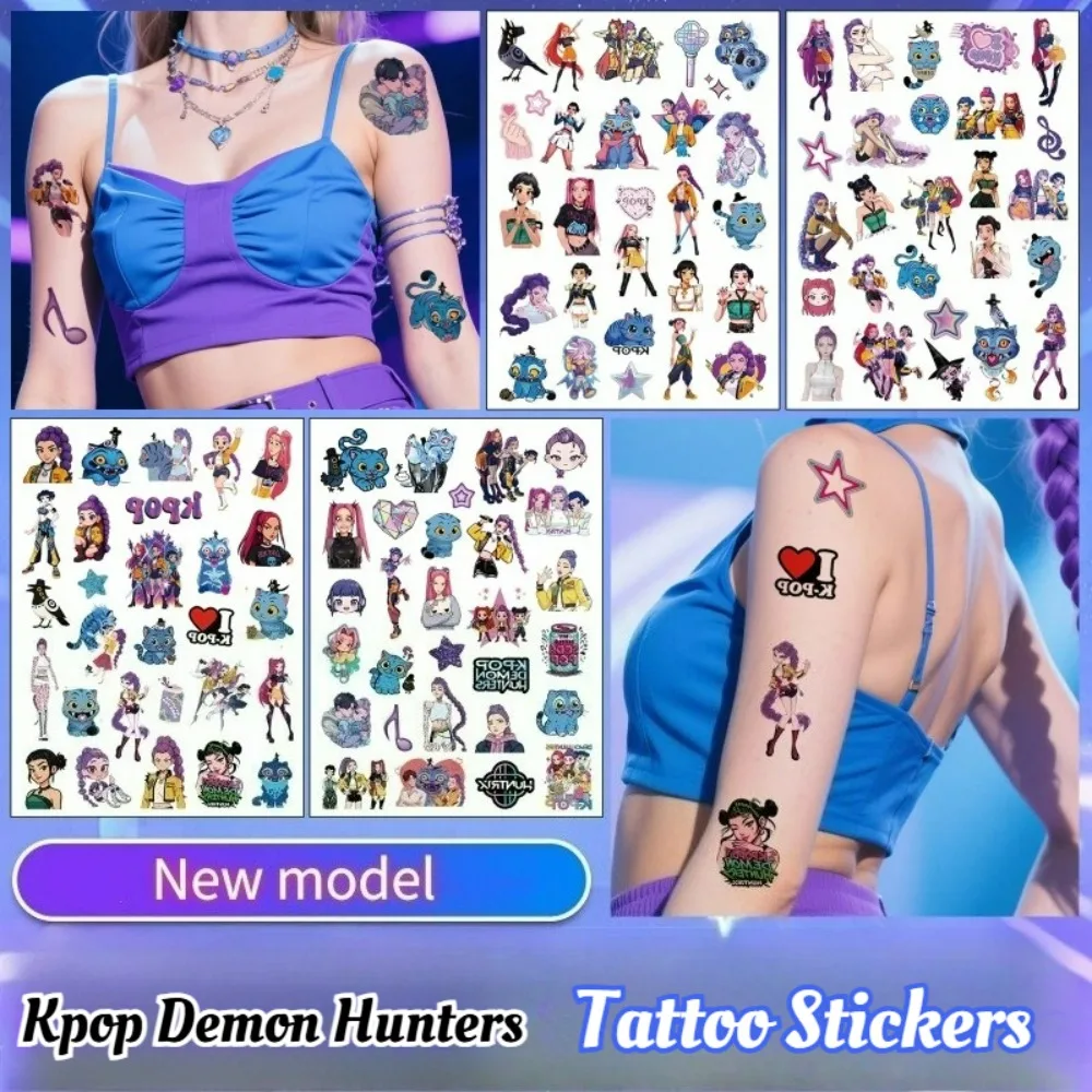 

Kpop охотники на демонов татуировки наклейки аниме мультфильм фигурка временные татуировки модные руки ноги татуировки наклейки 4 шт./компл.