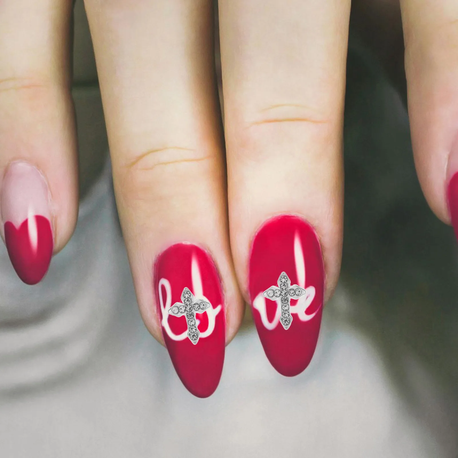 

10pcs Cross Charms 3D Metal Rhinestone Art Charms For Acrylic Nails Gothic Ornaments Women Manicure Supplies Nail Decorations