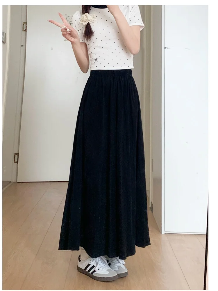 Ice Silk Sembach Wide Leg Pants Women's Summer Thin Slimming Thick Leg Concealing A-Line Skirt Loose Casual Small Size Pants ...