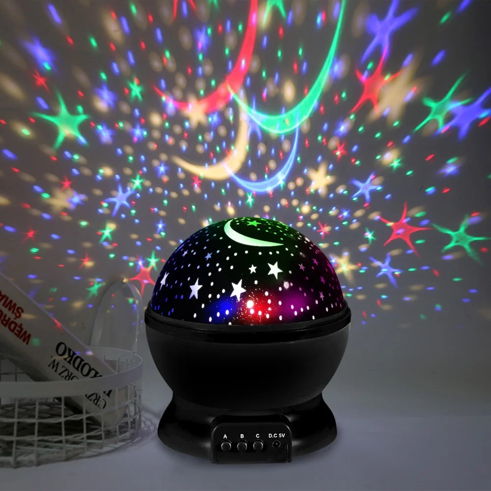 Star Projector Night Lamp Galaxy Starry Sky Light Rotate Moon Rotating Star Sky Moon LED Lights Projector for Kids Bedroom Decor