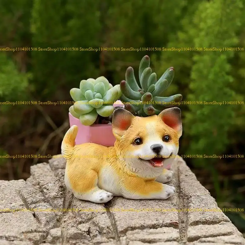 15yc تصاميم الكلب الفريد من نوعه تصاميم سيليكون زارع زخرفة لزخرفة الحديقة الخرسانية