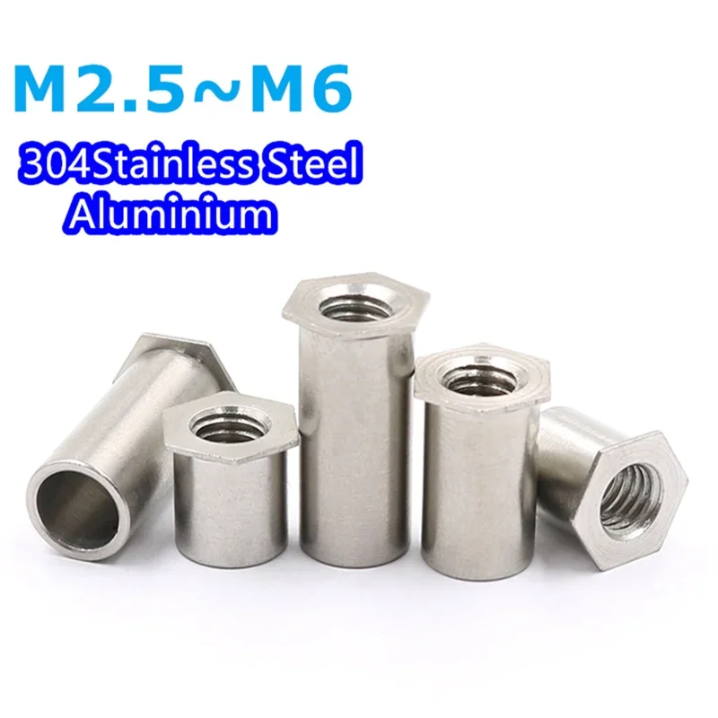 

304Stainless Steel/Aluminium Through hole Hexagonal rivet stud Rivet nut column Riveting Stud M2.5 M3 M4 M5 M6