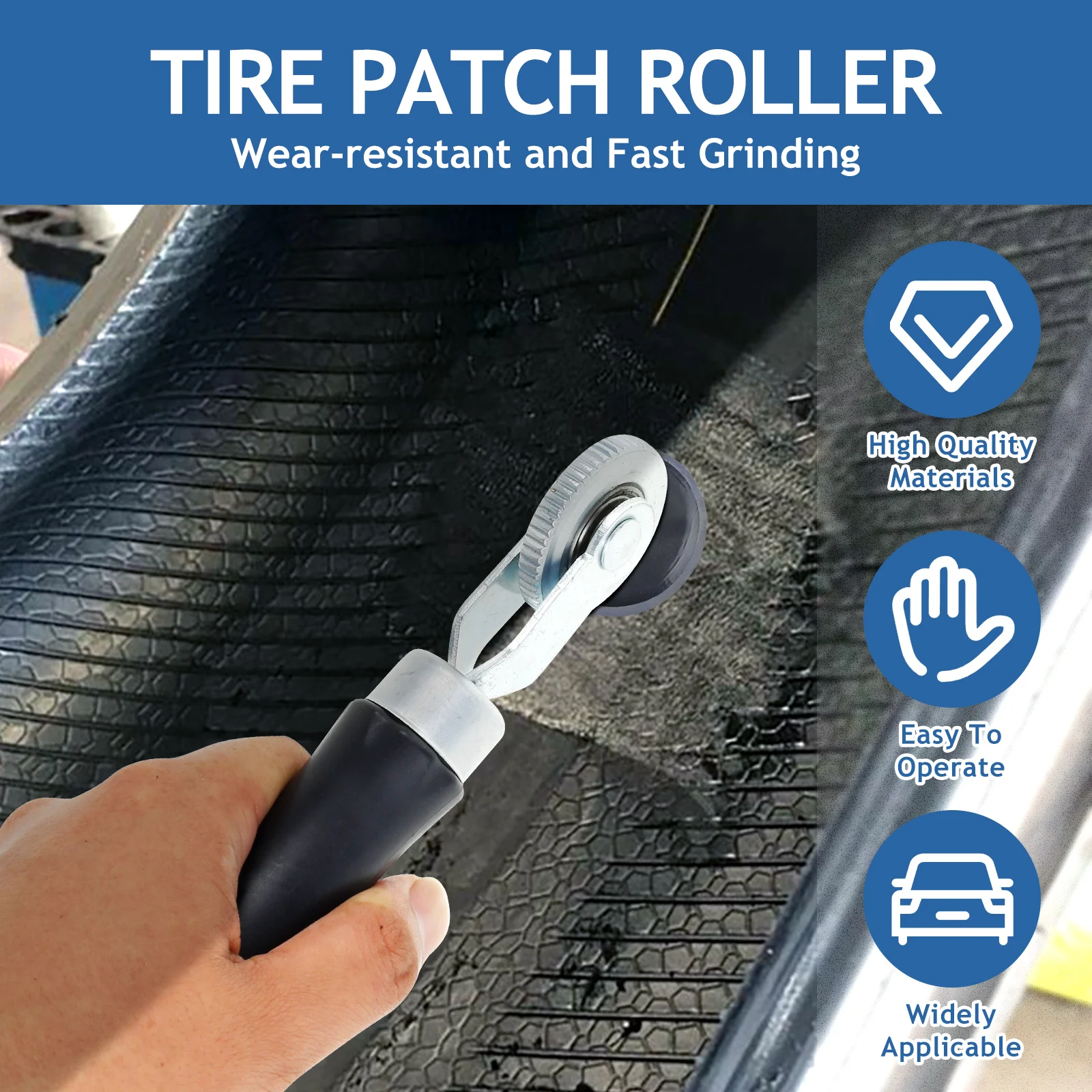 Tire Repair Patch Tools Kit Wear-Resistant Tire Patch Roller Tool Repair Grinding Buffing Wheel for Car Truck Motorcycle Bicycle