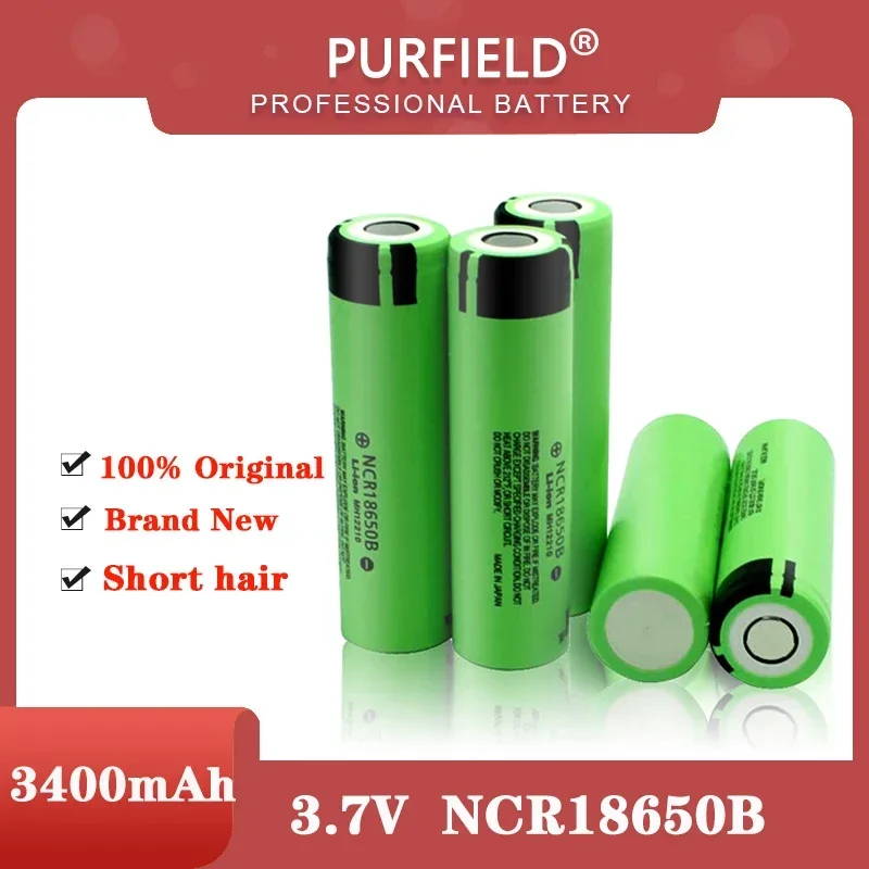 PURFIELD 100% New battery NCR18650B 3.7 v 3400mah 18650 Lithium Rechargeable Battery For Flashlight batteries