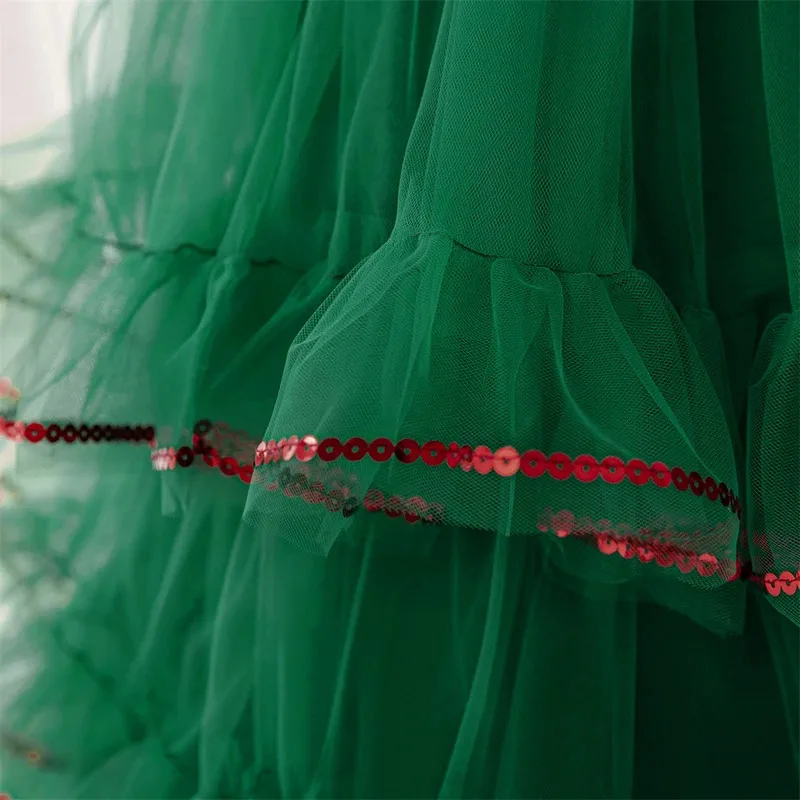 أنيقة طفلة فستان عيد الميلاد شجرة عيد الميلاد نمط كعكة المتدرج رقيق تول طفل فستاين سهرة/فساتين الحفلات 1 2 3 4 سنوات الوليد الملابس