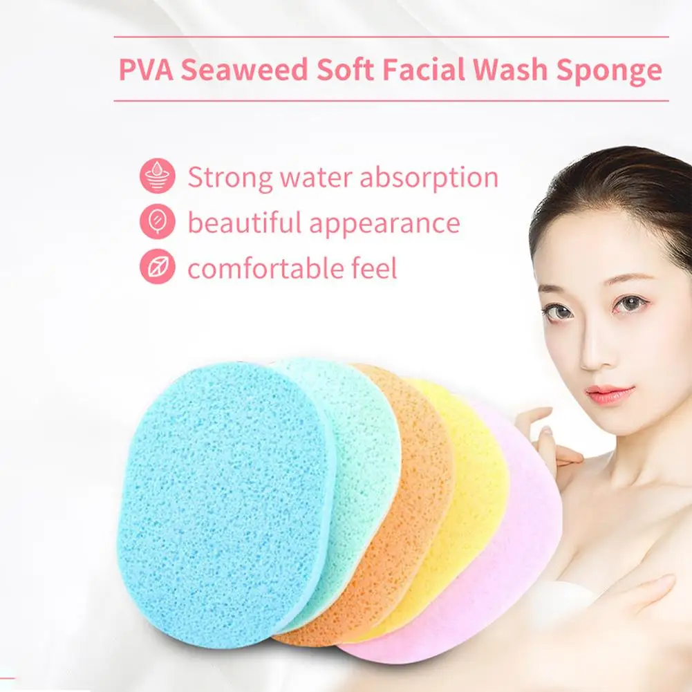 1pc Color Random Facial Cleansing Sponge Easy To Dry Makeup Cotton Puffs Clean Thin By Removal Thick Tools Makeup Wind Face A9R5