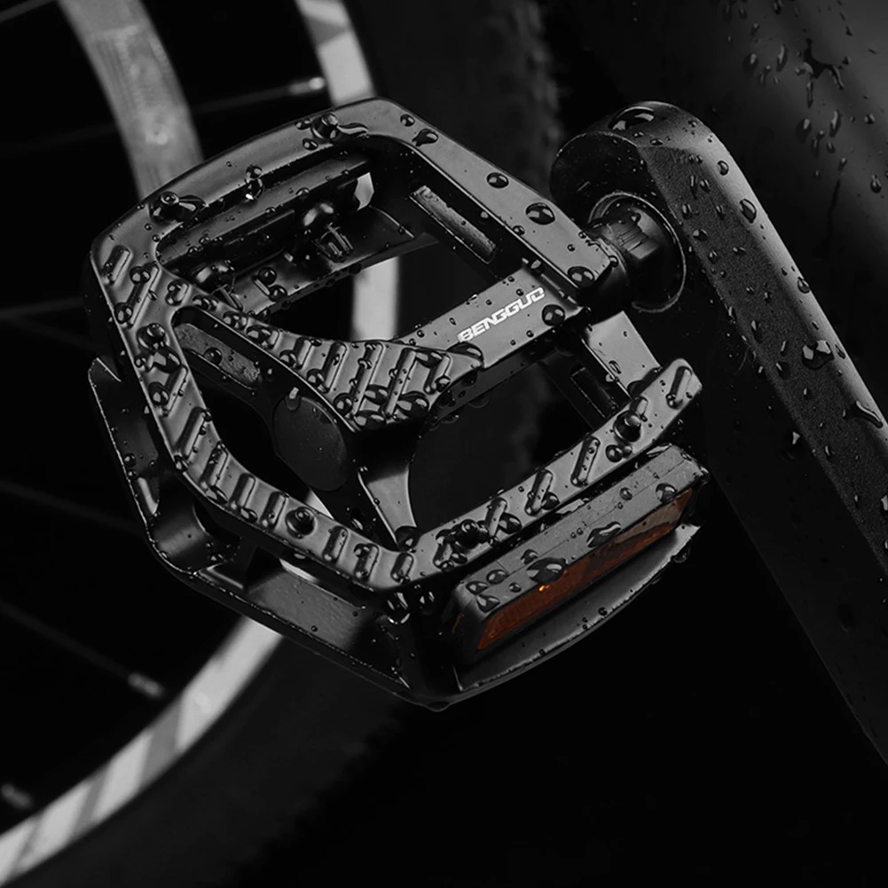 

Сверхлегкие велосипедные педали, противоскользящие велосипедные плоские педали DU, герметичные подшипники, предупреждающие педали безопасности с отражателем, аксессуары для MTB велосипеда