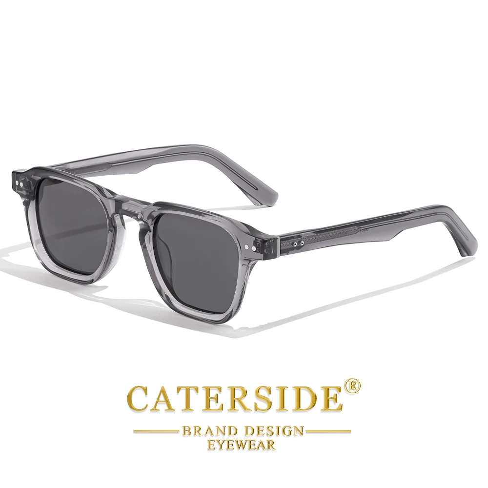 CATERSIDE Square Polarized Sunglasses Men Retro Large Acetate Frame Women Sun Glasses Punk Outdoor Driving Travel Eyewear UV400