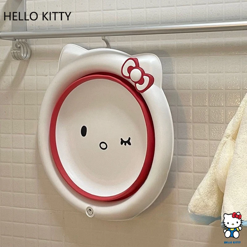 حوض غسيل هالو كيتي قابل للضغط، صديق للبيئة، مادة البولي بروبيلين، قابل للطي، هدية لتوفير المساحة المنزلية