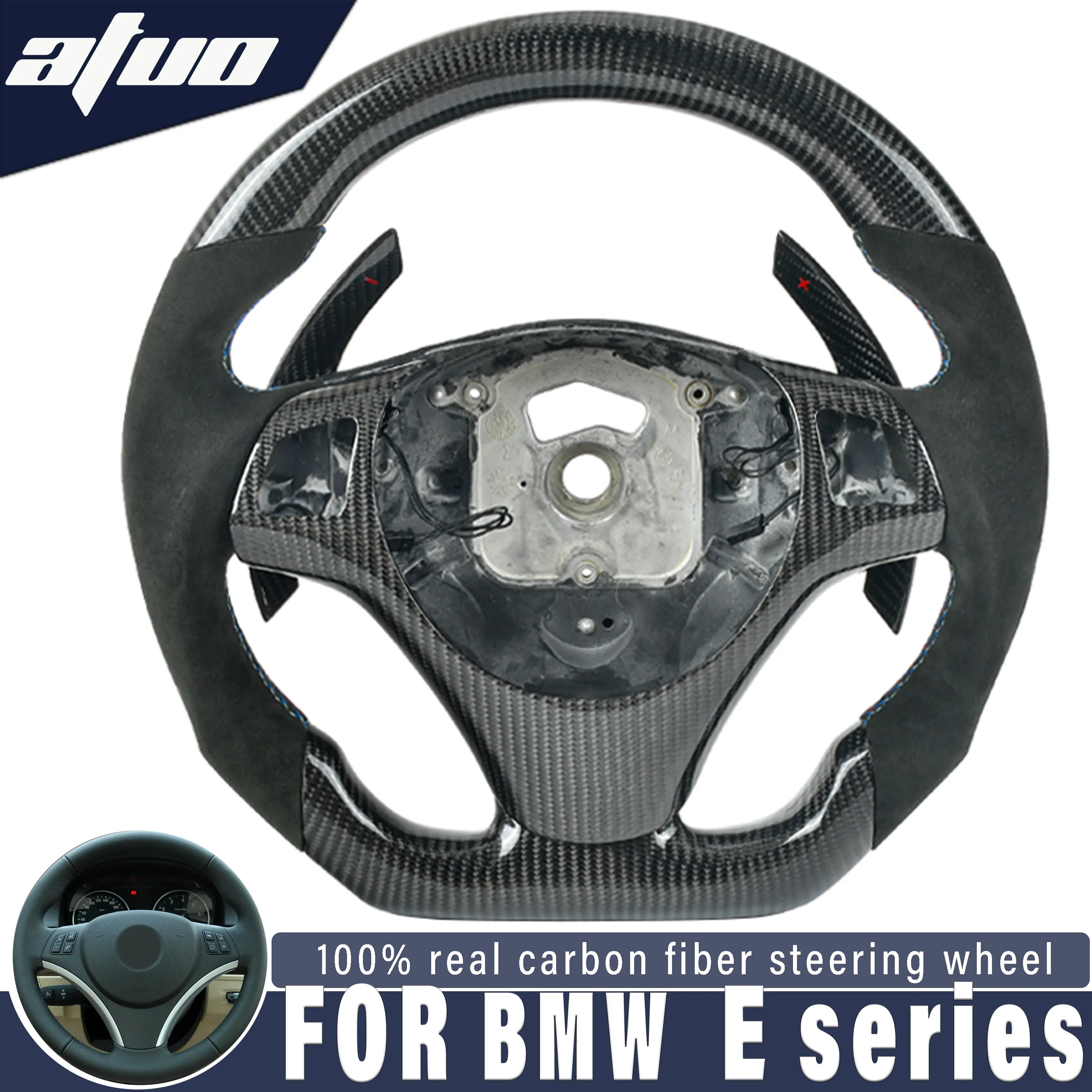 

For BMW E90 E92 E8x High Quality 100% Customized Carbon Fiber Steering Wheel Black Alcantara Car Accessories