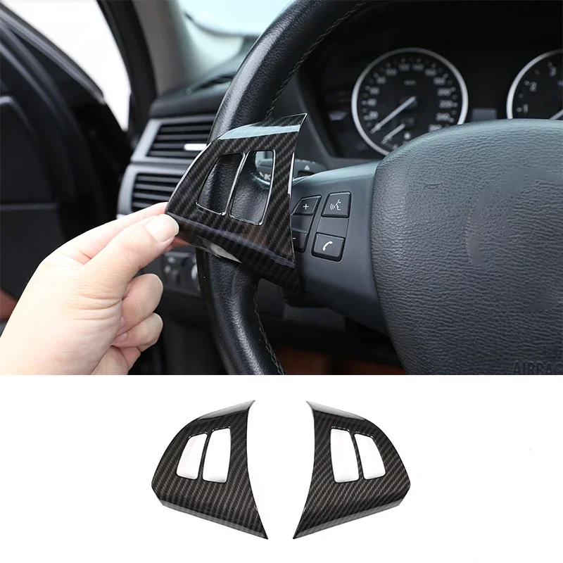 

For BMW X5 E70 2008 2009 2010 - 2013 ABS Car Carbon Fiber Style Interior Steering Wheel Switch Button Frame Cover Sticker