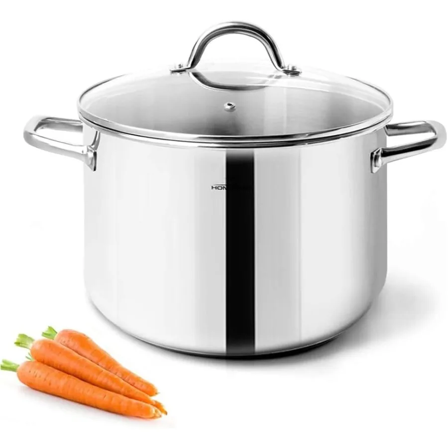 

4 Quart Nickel Free Stainless Steel Stock Pot with Lid for Induction Cooking Ideal for Soups Sauces and Boiling Pasta Durable E